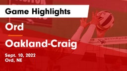 Ord  vs Oakland-Craig  Game Highlights - Sept. 10, 2022