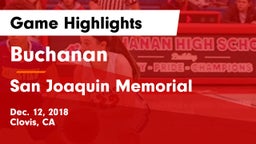 Buchanan  vs San Joaquin Memorial  Game Highlights - Dec. 12, 2018