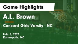A.L. Brown  vs Concord  Girls Varsity - NC Game Highlights - Feb. 8, 2023