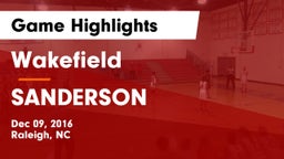 Wakefield  vs SANDERSON Game Highlights - Dec 09, 2016
