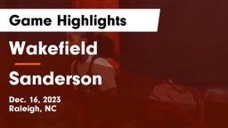 Wakefield  vs Sanderson  Game Highlights - Dec. 16, 2023