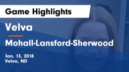 Velva  vs Mohall-Lansford-Sherwood Game Highlights - Jan. 13, 2018