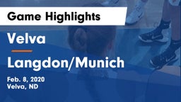 Velva  vs Langdon/Munich  Game Highlights - Feb. 8, 2020