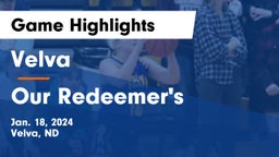 Velva  vs Our Redeemer's  Game Highlights - Jan. 18, 2024
