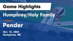 Humphrey/Holy Family  vs Pender Game Highlights - Oct. 15, 2022