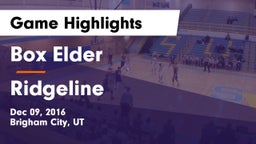 Box Elder  vs Ridgeline  Game Highlights - Dec 09, 2016
