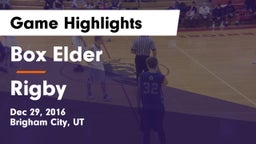 Box Elder  vs Rigby Game Highlights - Dec 29, 2016