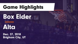 Box Elder  vs Alta  Game Highlights - Dec. 27, 2018