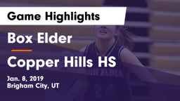 Box Elder  vs Copper Hills HS Game Highlights - Jan. 8, 2019