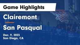Clairemont  vs San Pasqual  Game Highlights - Dec. 9, 2023