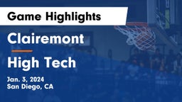 Clairemont  vs High Tech  Game Highlights - Jan. 3, 2024