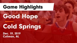 Good Hope  vs Cold Springs  Game Highlights - Dec. 19, 2019