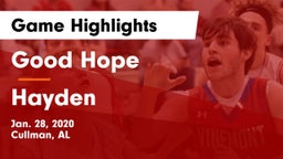 Good Hope  vs Hayden  Game Highlights - Jan. 28, 2020