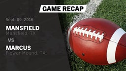 Recap: Mansfield  vs. Marcus  2016