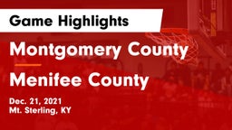 Montgomery County  vs Menifee County  Game Highlights - Dec. 21, 2021