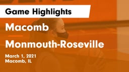 Macomb  vs Monmouth-Roseville  Game Highlights - March 1, 2021