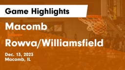 Macomb  vs Rowva/Williamsfield  Game Highlights - Dec. 13, 2023