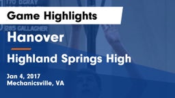 Hanover  vs Highland Springs High Game Highlights - Jan 4, 2017