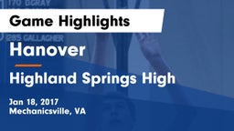 Hanover  vs Highland Springs High Game Highlights - Jan 18, 2017