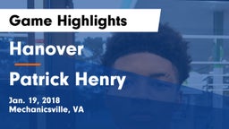 Hanover  vs Patrick Henry  Game Highlights - Jan. 19, 2018