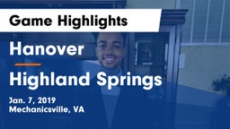 Hanover  vs Highland Springs Game Highlights - Jan. 7, 2019
