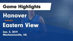 Hanover  vs Eastern View  Game Highlights - Jan. 5, 2019