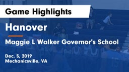 Hanover  vs Maggie L Walker Governor's School Game Highlights - Dec. 5, 2019