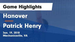 Hanover  vs Patrick Henry Game Highlights - Jan. 19, 2018