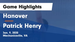 Hanover  vs Patrick Henry  Game Highlights - Jan. 9, 2020