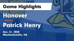Hanover  vs Patrick Henry  Game Highlights - Jan. 31, 2020