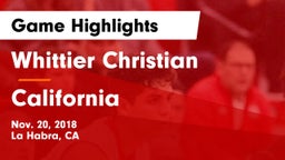 Whittier Christian  vs California  Game Highlights - Nov. 20, 2018