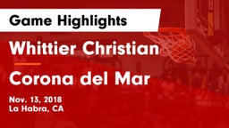 Whittier Christian  vs Corona del Mar  Game Highlights - Nov. 13, 2018