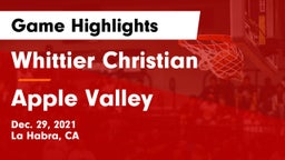 Whittier Christian  vs Apple Valley  Game Highlights - Dec. 29, 2021