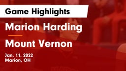 Marion Harding  vs Mount Vernon  Game Highlights - Jan. 11, 2022