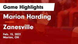 Marion Harding  vs Zanesville  Game Highlights - Feb. 15, 2022