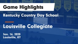 Kentucky Country Day School vs Louisville Collegiate Game Highlights - Jan. 16, 2020
