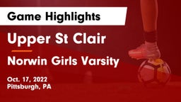 Upper St Clair vs Norwin  Girls Varsity Game Highlights - Oct. 17, 2022