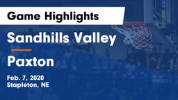 Sandhills Valley vs Paxton  Game Highlights - Feb. 7, 2020