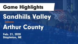 Sandhills Valley vs Arthur County  Game Highlights - Feb. 21, 2020