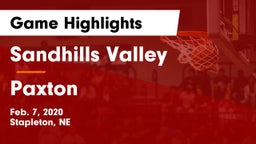 Sandhills Valley vs Paxton  Game Highlights - Feb. 7, 2020