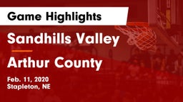 Sandhills Valley vs Arthur County  Game Highlights - Feb. 11, 2020