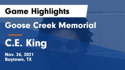 Goose Creek Memorial  vs C.E. King  Game Highlights - Nov. 26, 2021