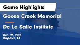 Goose Creek Memorial  vs De La Salle Institute Game Highlights - Dec. 27, 2021