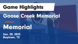 Goose Creek Memorial  vs Memorial  Game Highlights - Jan. 20, 2023