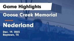 Goose Creek Memorial  vs Nederland  Game Highlights - Dec. 19, 2023