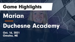 Marian  vs Duchesne Academy Game Highlights - Oct. 16, 2021