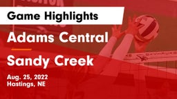 Adams Central  vs Sandy Creek  Game Highlights - Aug. 25, 2022