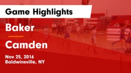 Baker  vs Camden Game Highlights - Nov 25, 2016