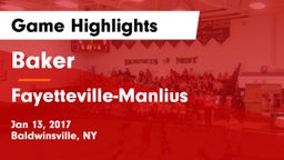 Baker  vs Fayetteville-Manlius  Game Highlights - Jan 13, 2017