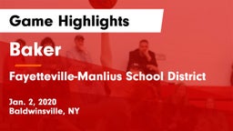 Baker  vs Fayetteville-Manlius School District  Game Highlights - Jan. 2, 2020